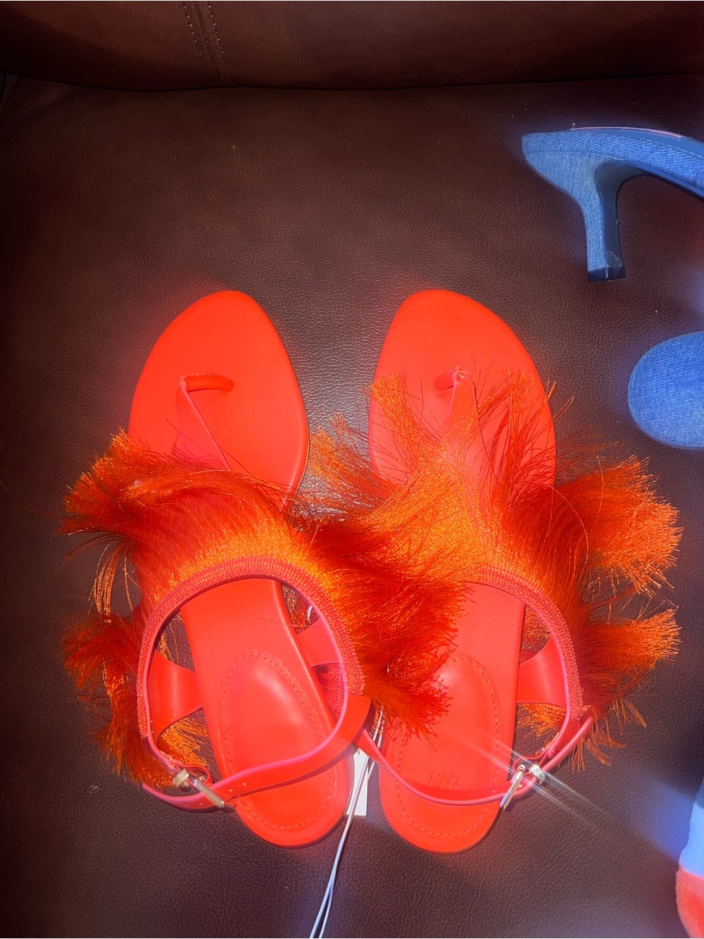 H&M Orange Feather Strap Women's Sandals